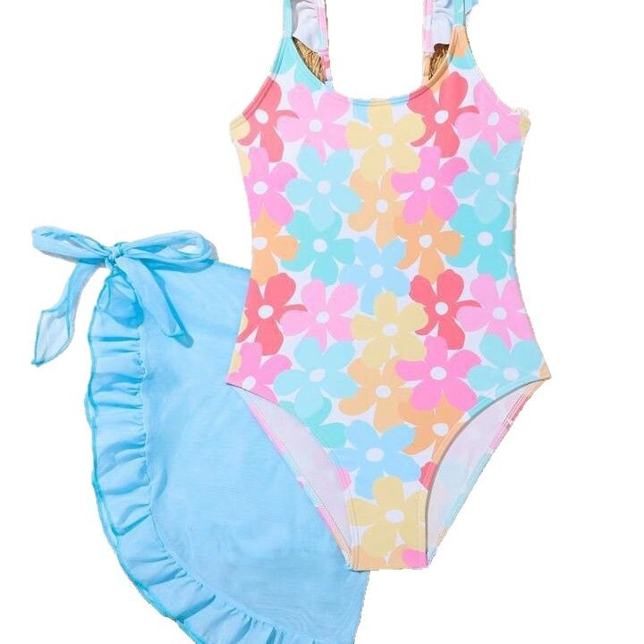 A children's one-piece swimsuit fresh flower girl Korean version - Mixbatch