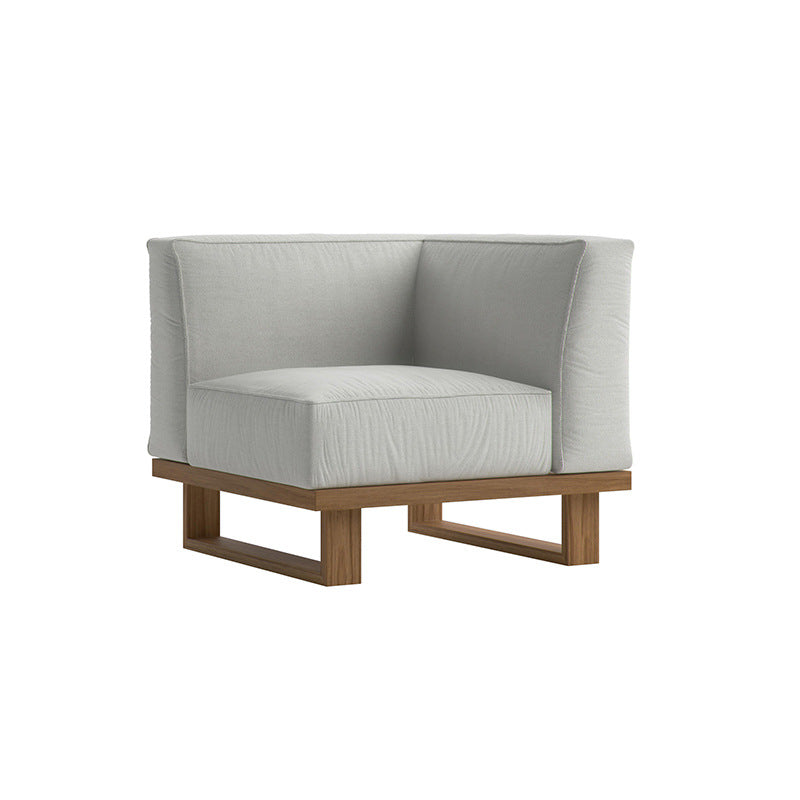A teak outdoor sofa combination villa courtyard furniture Nordic style high-end garden hotel terrace solid wood sofa chair - Mixbatch
