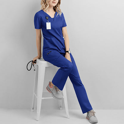 A Cross-border hand washing clothes, short sleeves and trousers, nurse clothes set, elastic quick-drying isolation, surgical clothes, oral doctor work clothes