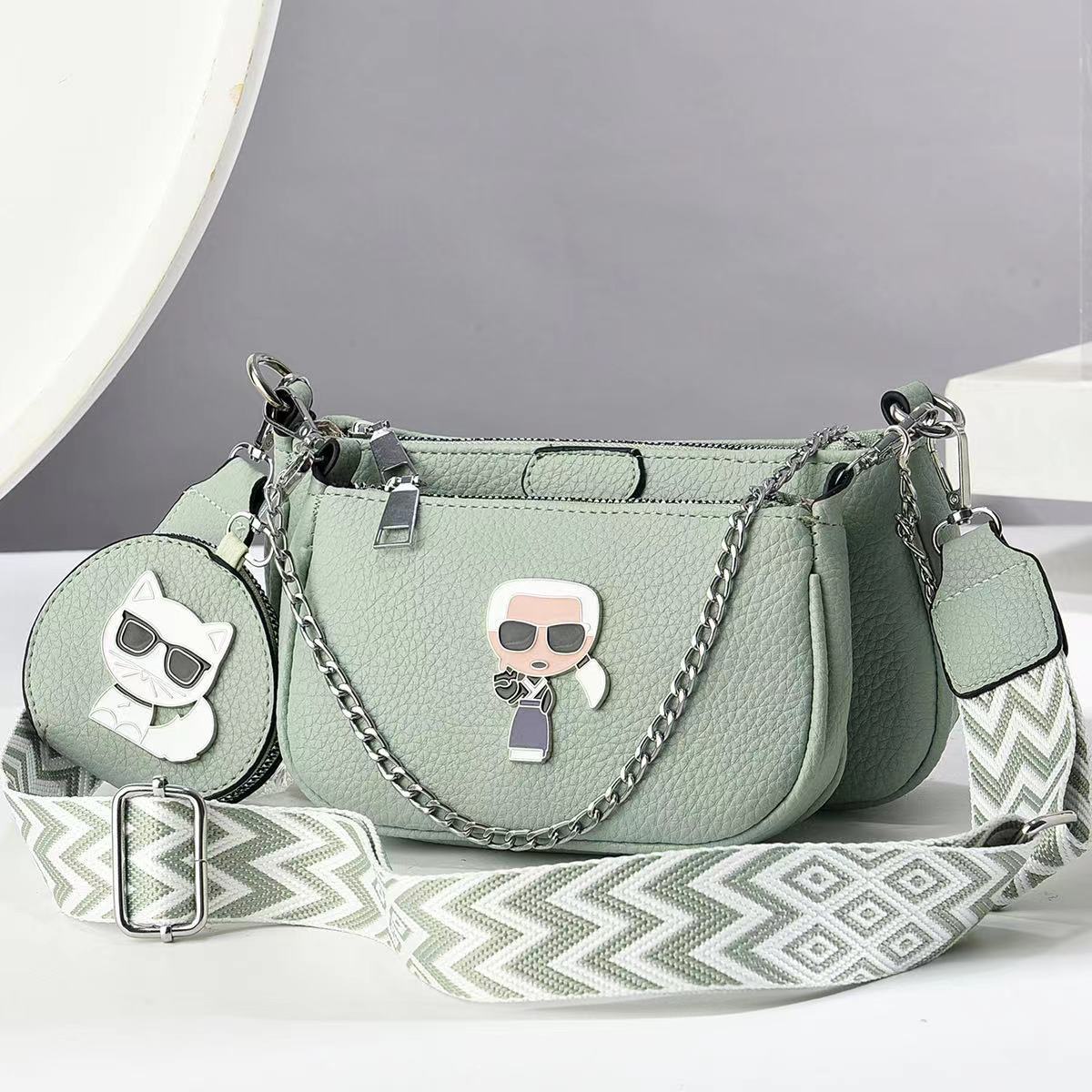 A ins lightweight personalized small bag women's messenger exquisite high-end shoulder bag new creative change bag three-piece set - Mixbatch