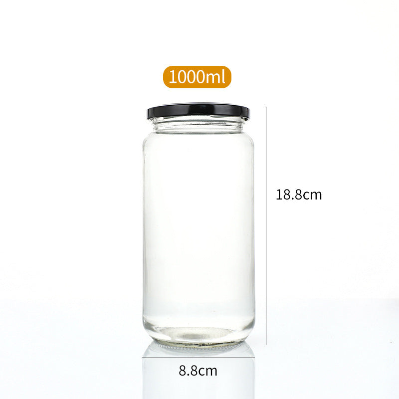 A Sealed transparent honey bottle Round glass jam vegetable bottle Canned bottle Chili sauce, honey jar - Mixbatch