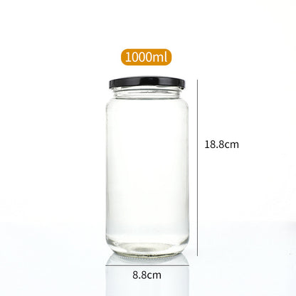 A Sealed transparent honey bottle Round glass jam vegetable bottle Canned bottle Chili sauce, honey jar - Mixbatch