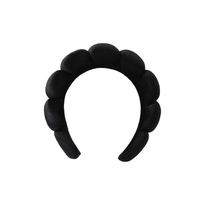A Golden Velvet Cloud Headband Women's High Cranium Top Wash Headband Simple Solid Color Versatile Headband Hair Accessories