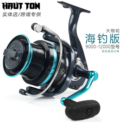 بكرة صيد معدنية سوداء بالكامل، بكرة صيد صغيرة، بكرة صيد لقصبة الصيد البحرية، بكرة صيد كبيرة DK (سمكة وزنها 16 كجم)