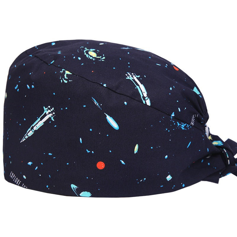 A Cross-border surgical cap Cotton solid color nurse operating room cap Sweat-absorbing and windproof confinement cap Dental dentist cap