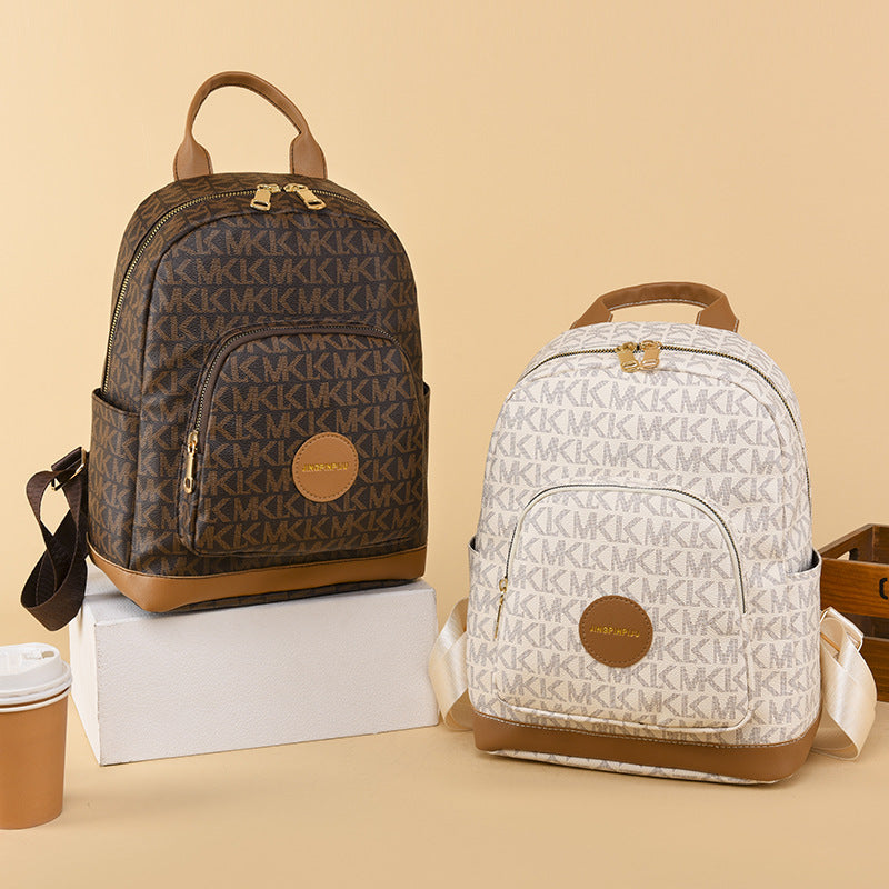 A daily versatile letter contrasting backpack manufacturer wholesale PU casual portable backpack - Mixbatch