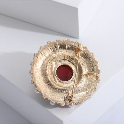 A European, American and Western antique Baroque ruby brooch retro court style women fashion atmospheric clothing accessories pin - Mixbatch