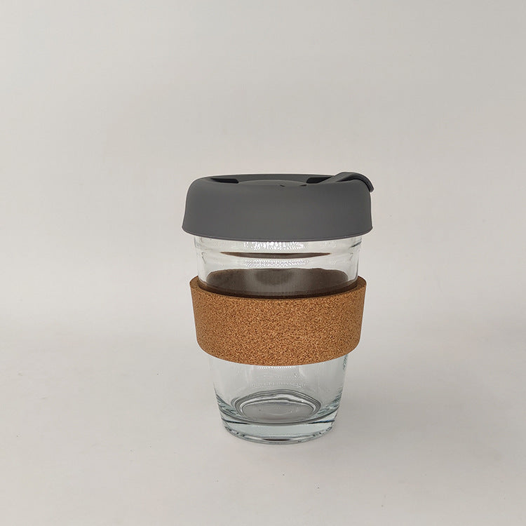 A American glass coffee cup, silicone cork water cup, heat-resistant glass with cup cover, anti-scalding and heat-insulating style teacup