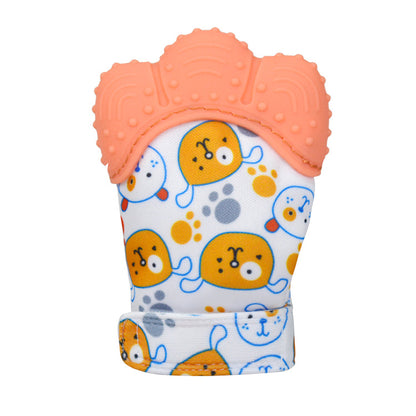 A Silicone molar gloves Food grade Baby imitation finger molar stick Hand guard Sound toy