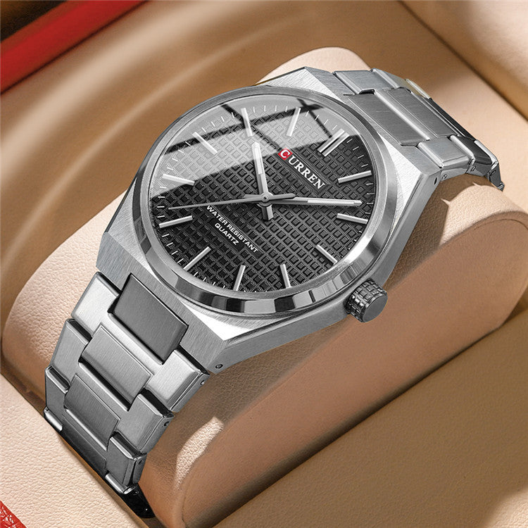 A 8439 Steel Strap Watch Simple Calendar Large Dial Business Watch Waterproof Boys Fashion