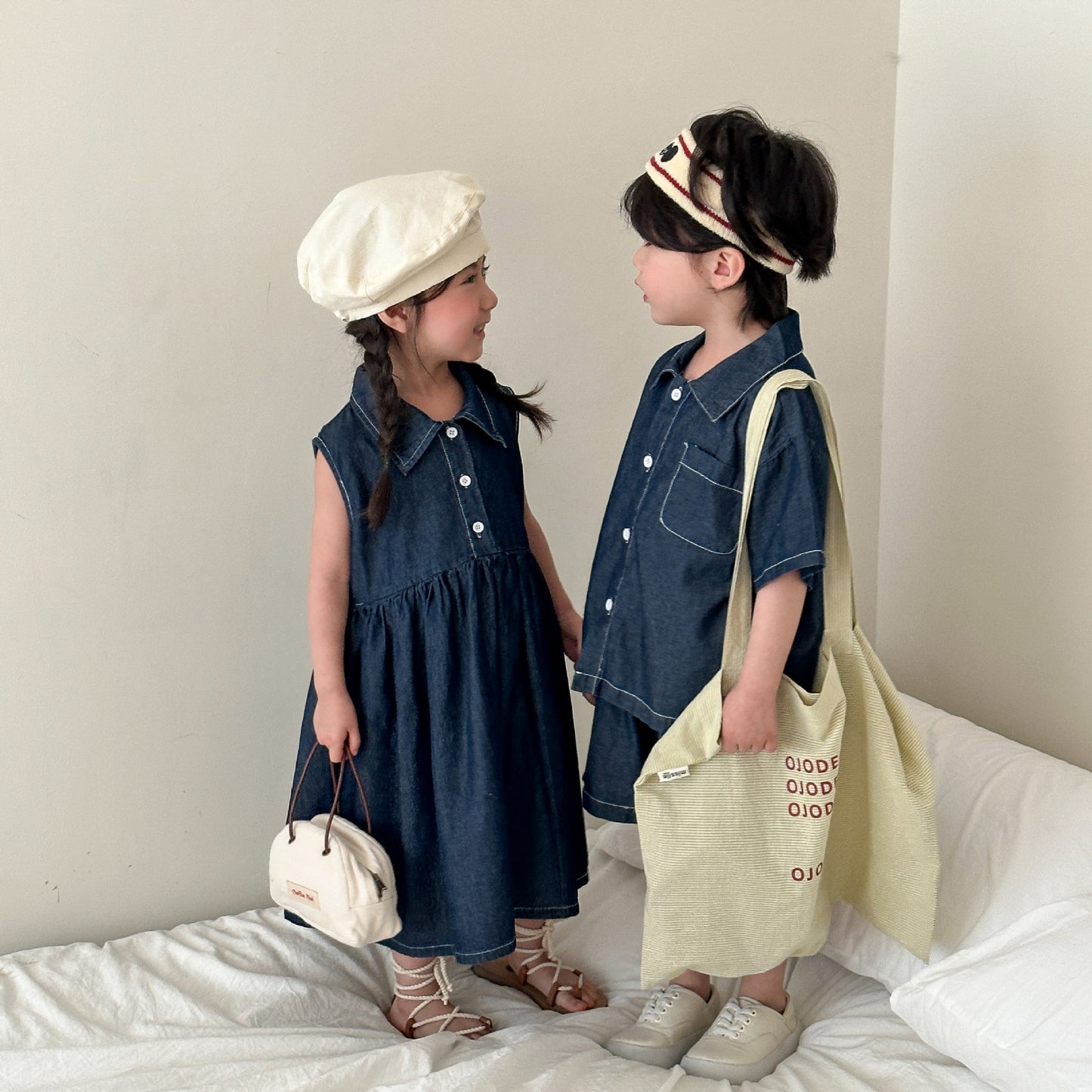 A children's summer denim suit for boys - Mixbatch