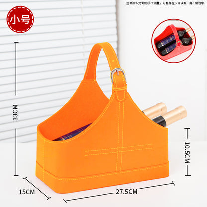 A leather portable basket gift packaging fruit storage basket wine basket