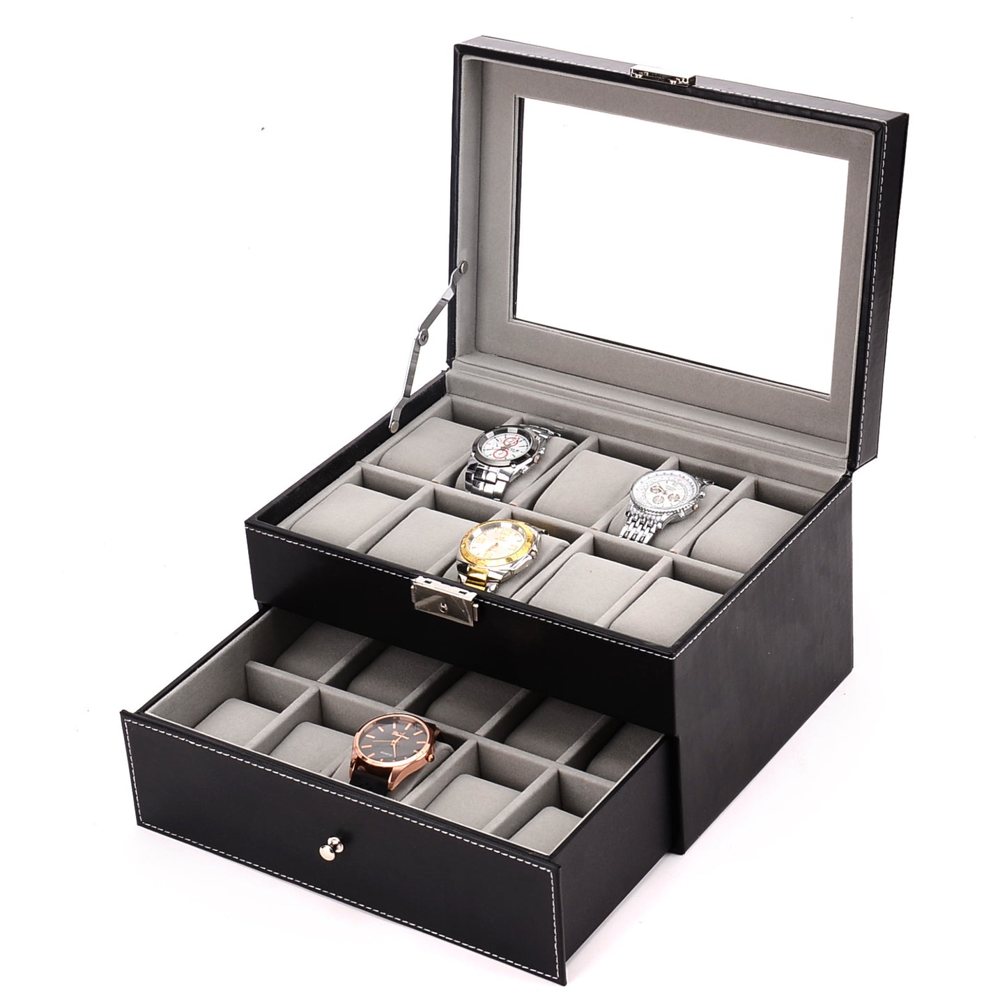 A Cross-border watch box spot wholesale pu leather 20-bit 24-bit watch storage box