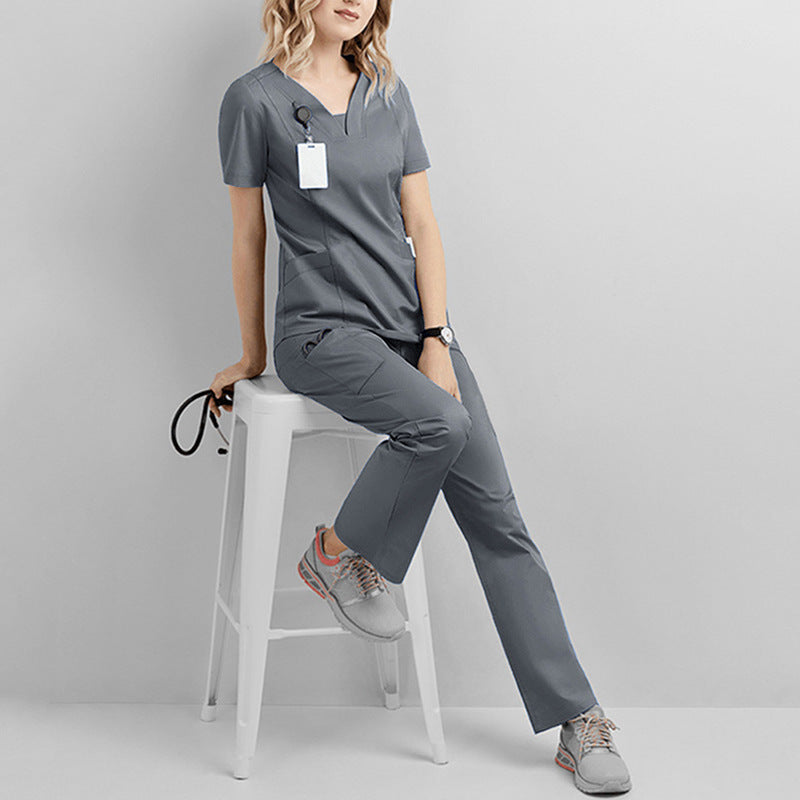 A Cross-border hand washing clothes, short sleeves and trousers, nurse clothes set, elastic quick-drying isolation, surgical clothes, oral doctor work clothes