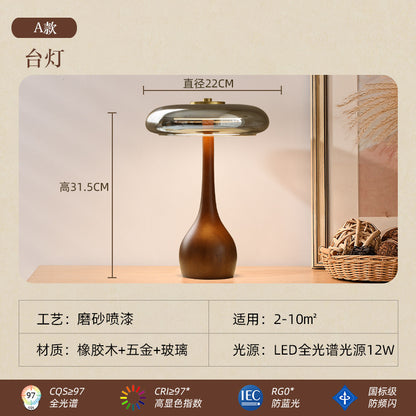 A solid wood glass table lamp