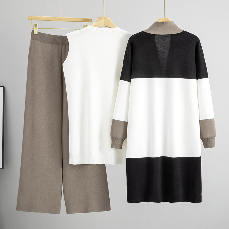 A knitted three-piece set