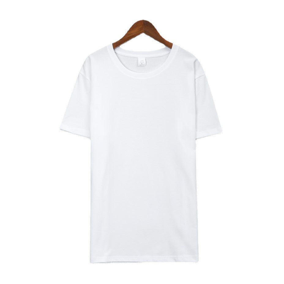 A wholesale polyester white simple youth loose short-sleeved T-shirt thermal transfer sublimation blank printing sleeve T-shirt - Mixbatch