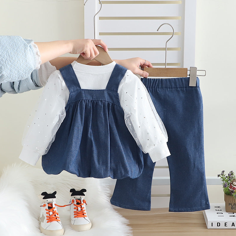 A Spring new vest three-piece baby long-sleeved children's clothes for 1-5 years old