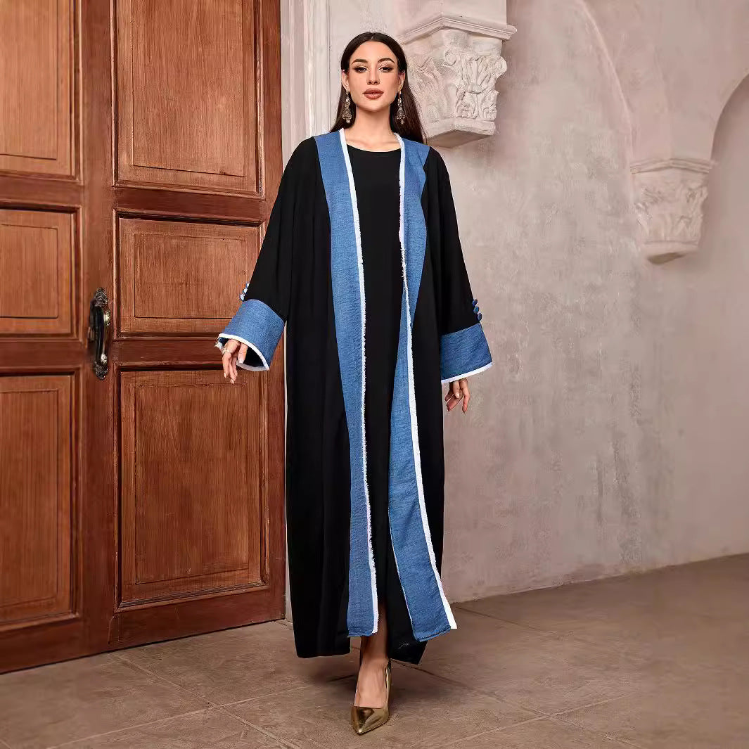 Women's Cardigan Robe Elegant Contrasting Tassel Dress Middle East Muslim Dubai Arab - Mixbatch