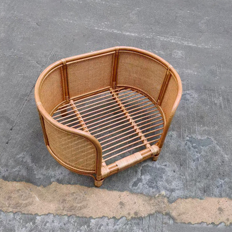 A rattan pet bed