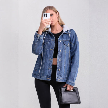 A denim jacket fashion oversized loose women denim jacket versatile