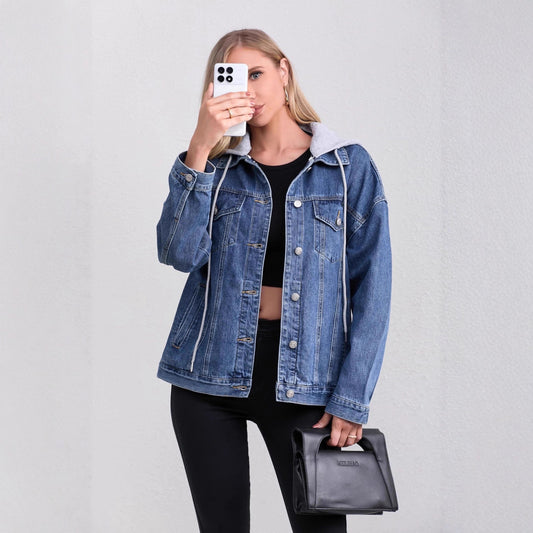 A denim jacket fashion oversized loose women denim jacket versatile