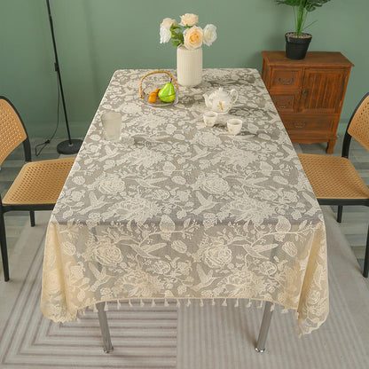 A lace rectangular table cloth