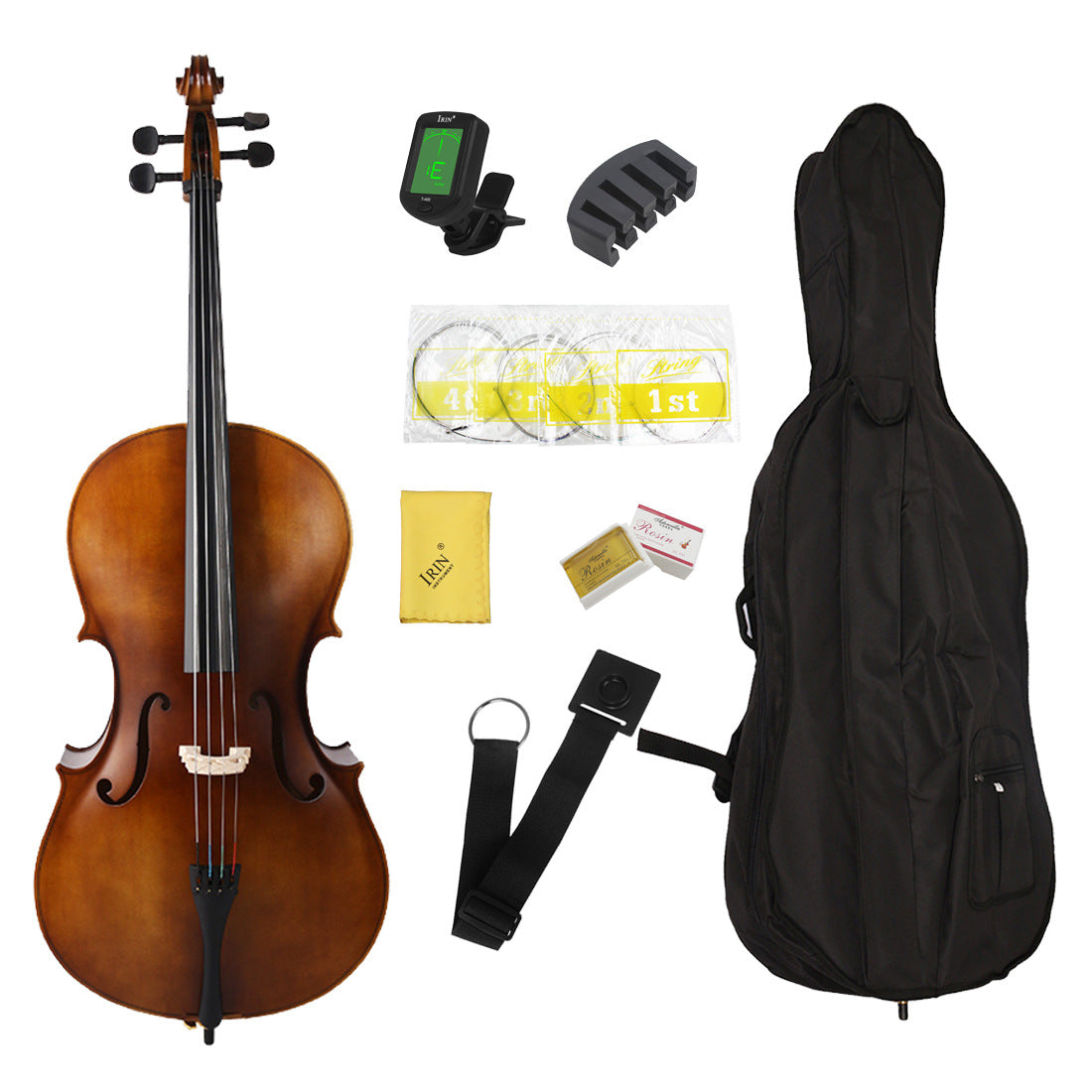 آلة تشيلو عتيقة شهيرة مصنوعة يدويًا من الخشب الصلب، مناسبة لتمارين البالغين المبتدئين. 