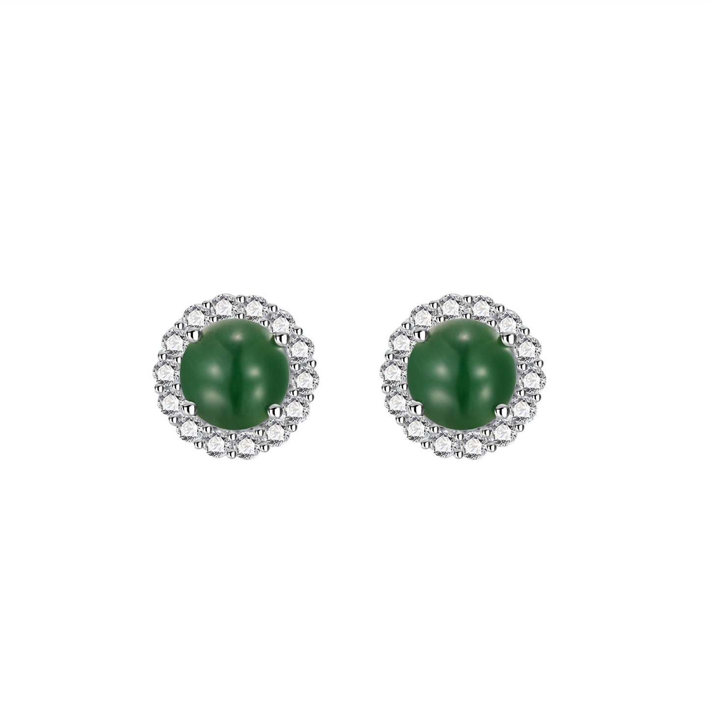 French retro sterling silver s925 stud earrings natural blue water jadeite dangerous material round bead gentle temperament daughter celebrity style