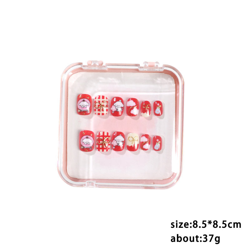 A new three-dimensional gilt cat's eye wearing armor, handmade nail piece nail piece finished nail piece cute cartoon nail sticker - Mixbatch