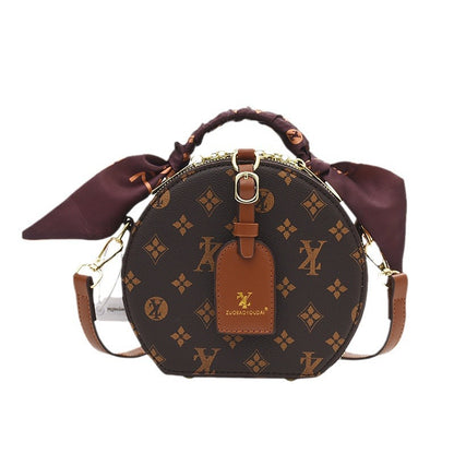 A new silk scarf portable messenger bag, popular in Europe and America, rich round bucket small bag - Mixbatch