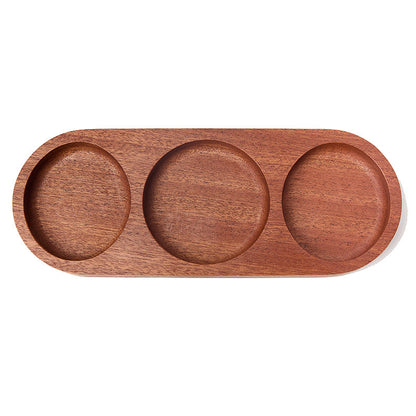 طبق تذوق من خشب السنط، ثلاثة أقسام، طبق تذوق على شكل ذيل سمكة 