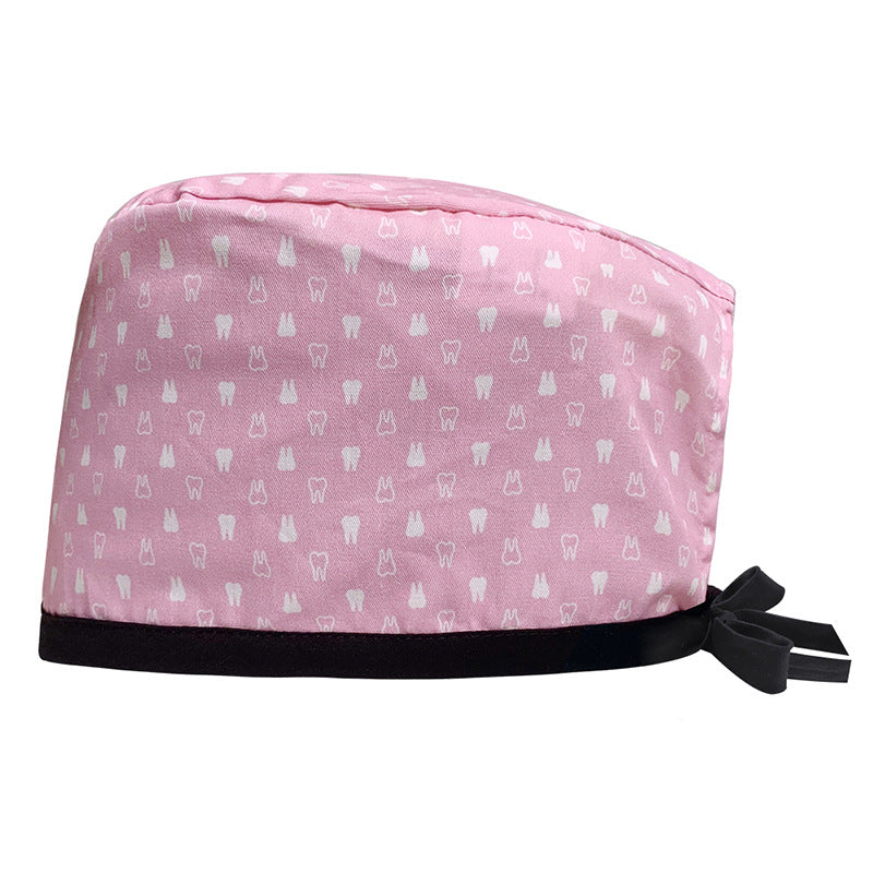 A Cotton Printed Surgical Cap Adjustable Women's Long Hair Baotou Cap Dentist Stomatology Clinic Frosted Cap Men's Foreign Trade