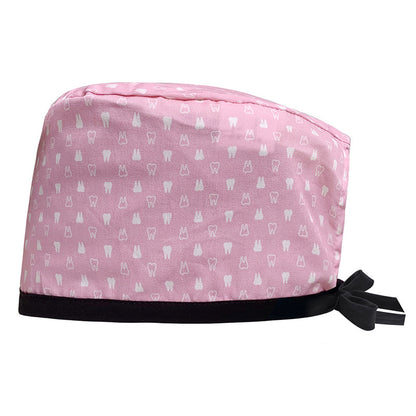 A Cotton Printed Surgical Cap Adjustable Women's Long Hair Baotou Cap Dentist Stomatology Clinic Frosted Cap Men's Foreign Trade