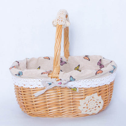 A Portable rattan storage basket Outdoor willow picnic basket Sundries storage ins Wind gift basket Rattan woven basket