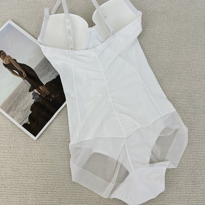A body sculpting onesie with bra