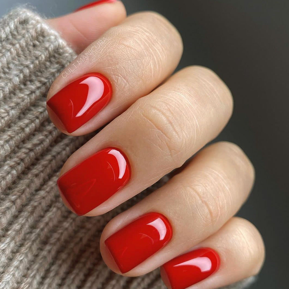 A Cross-border Wearable Women's Nail Art Wholesale Simple Medium and Long Square Solid Color Nail Art Patch Wearing Nail Wholesale - Mixbatch