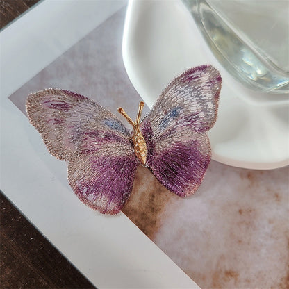 A retro light luxury pure hand embroidered butterfly brooch gradual change craft corsage, fashion niche insect badge accessories - Mixbatch