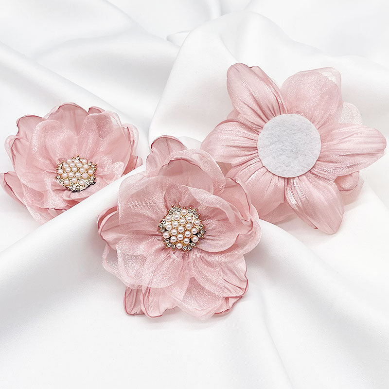 A organza flower accessories multi-layer three-dimensional gauze handmade beads DIY burnt edge flower jewelry shoe flower accessories - Mixbatch