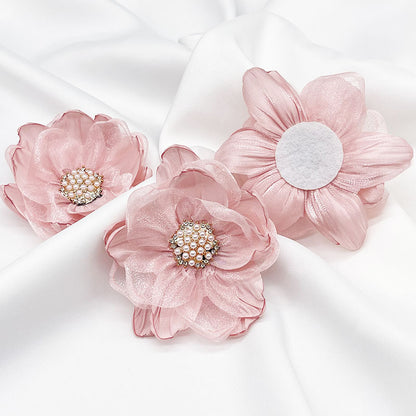 A organza flower accessories multi-layer three-dimensional gauze handmade beads DIY burnt edge flower jewelry shoe flower accessories - Mixbatch