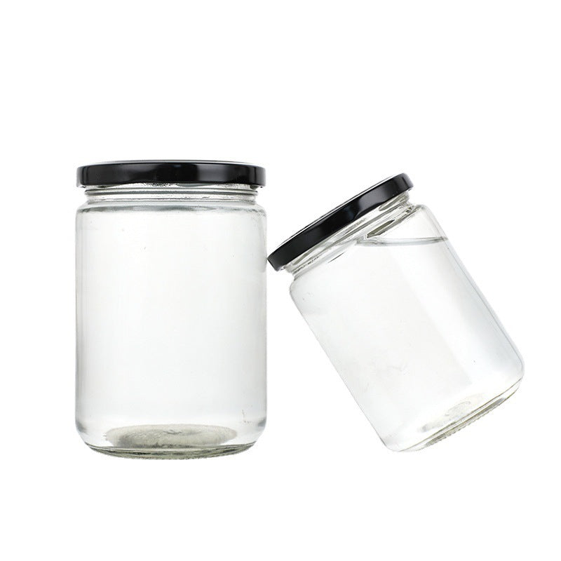A Sealed transparent honey bottle Round glass jam vegetable bottle Canned bottle Chili sauce, honey jar - Mixbatch
