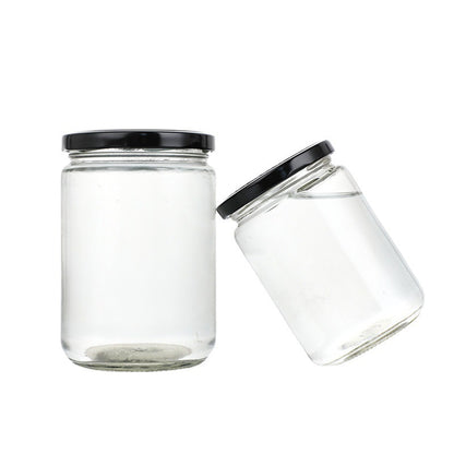 A Sealed transparent honey bottle Round glass jam vegetable bottle Canned bottle Chili sauce, honey jar - Mixbatch