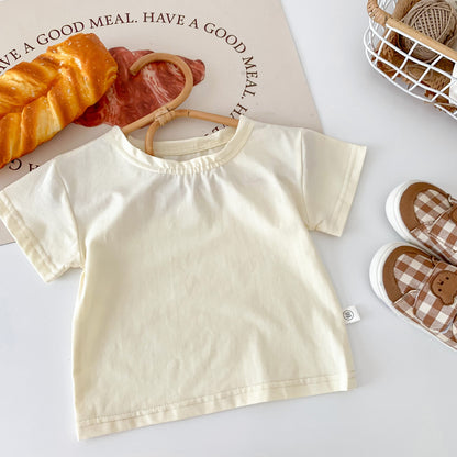 A South Korean children's clothing summer cartoon teddy bear bag fart jacket ins baby shoulder strap triangle jumpsuit - Mixbatch