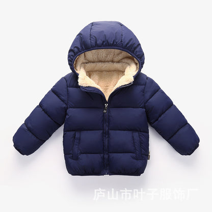 A children's down cotton-padded clothes, winter clothes, down boys and girls, small and medium-sized children's clothing, thick hat-off jacket, children's cotton-padded jacket