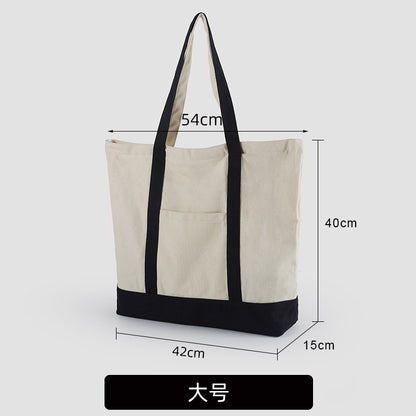 A thickened canvas supermarket environmental protection bag large capacity new cross-border grocery shopping bag strong zipper tote bag can be printed logo - Mixbatch