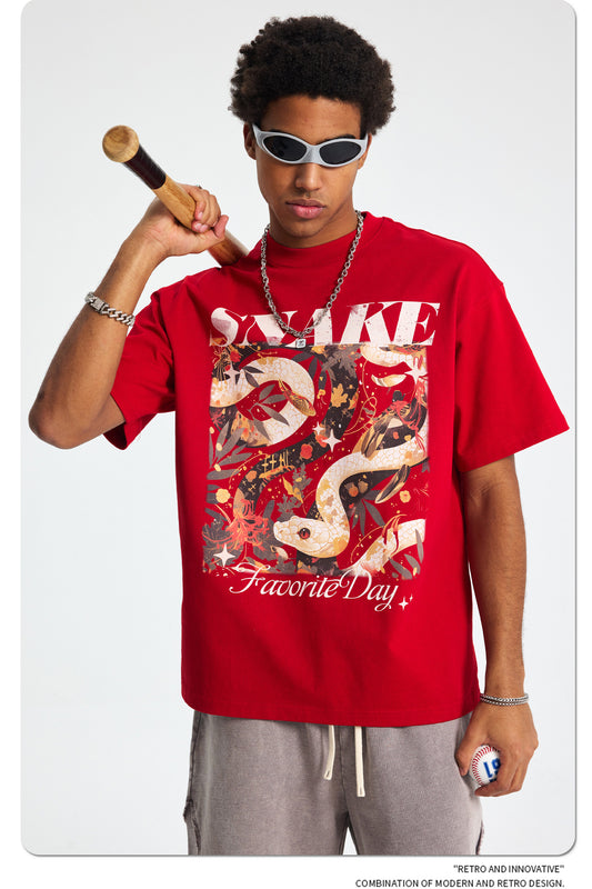 A printed men's short-sleeved t-shirt