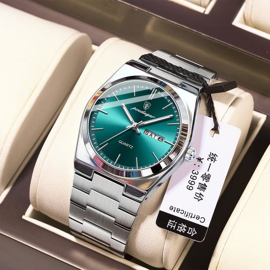 Xīnkuǎn fángshuǐ shuāng rìlì nán xuéshēng wàimào xiūxián shíshàng yùndòng shíyīng biǎo 930 24 / 5,000 New waterproof dual calendar male student foreign trade leisure fashion sports quartz watch 930