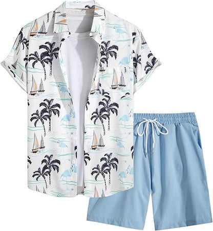 A Men's Short Sleeve Shorts Shirt Set