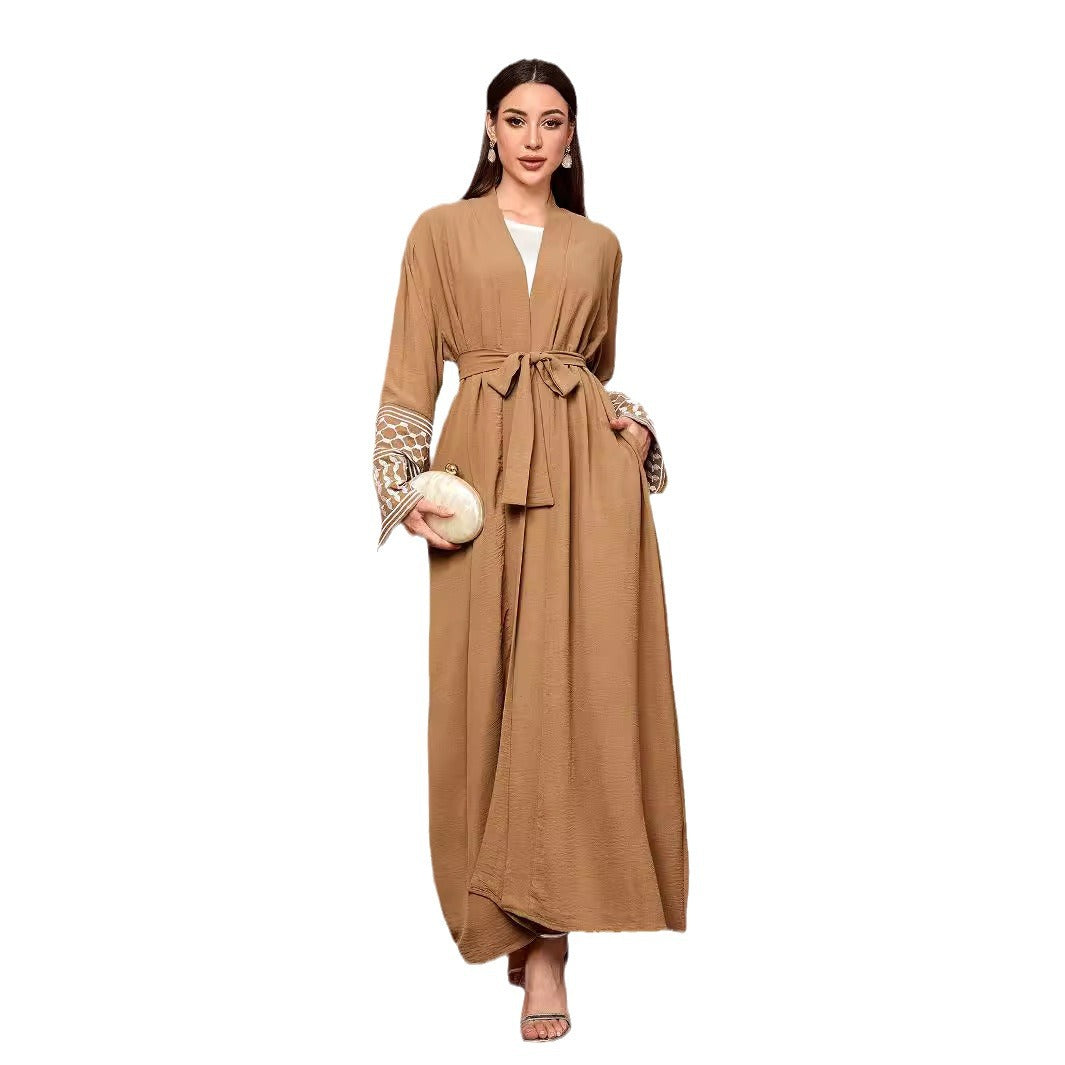 Autumn New Embroidered Middle East Muslim Fashion Cardigan Dubai Arabian Robe Bat Sleeve - Mixbatch