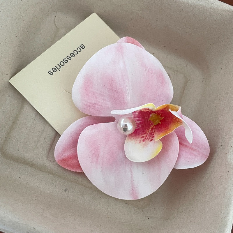 A Super Immortal Phalaenopsis Hairpin Purple Side Flower Hair Accessories Flower Clip Versatile Hairpin Antique Headdress Female Mori